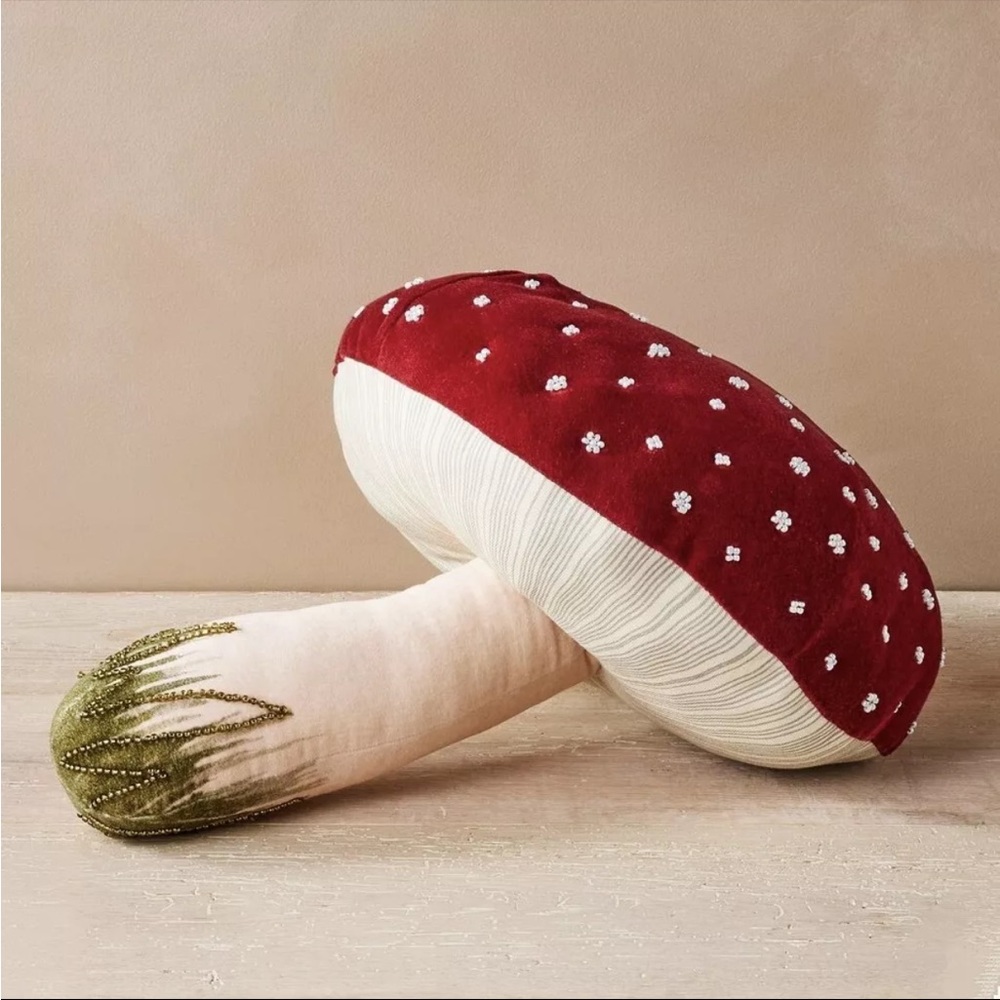Two John Derian mushroom pillows